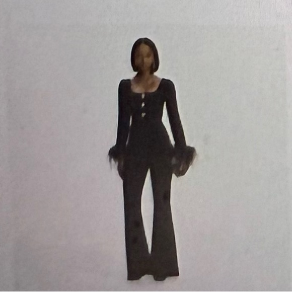Self-Portrait Pants - Self Portrait Black crepe feather Women's Jumpsuit, NWT, size 6 sold out online
